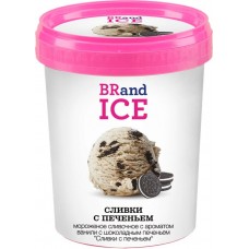 Купить Мороженое BRAND ICE Печенье со сливками, сливочное ванильное с кусочками шоколадного печенья 15%, без змж, пластиковый стакан, 1000мл в Ленте