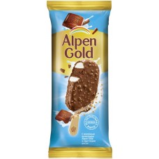 Мороженое ALPEN GOLD Двухслойное с молочным шоколадом и хрустящим рисом, без змж, эскимо, 90мл