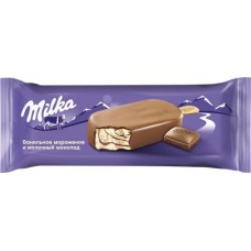 Купить Мороженое MILKA Ванильное с шоколадным соусом в молочном шоколаде, без змж, эскимо, 90мл в Ленте