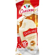 Мороженое САКСКОЕ PREMIUM Dellicatto, сливочно-миндальное в белом шоколаде с кусочками кокоса 15%, без змж, эскимо, 80г