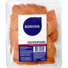 Купить Колбаса сырокопченая BONVIDA Пепперони, нарезка, 500г в Ленте