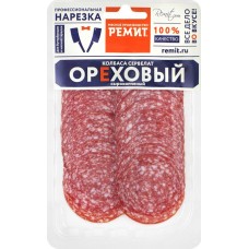 Колбаса сырокопченая РЕМИТ Сервелат Ореховый, нарезка, 70г