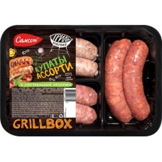 Купаты САМСОН Ассорти Grill box: нюрнбергские, классические, свиные с травами и специями, 500г