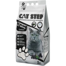 Наполнитель минеральный для кошачьего туалета CAT STEP Compact White Carbon комкующийся, 5л