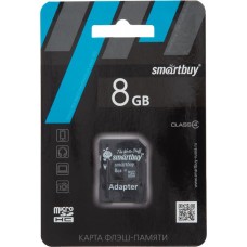 Купить Карта памяти SMARTBUY micro SDHC 8GB Сlass 4, с адаптером SD в Ленте