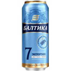 Пиво светлое БАЛТИКА №7 Экспортное пастеризованное 5,4%, ж/б, 0.45л