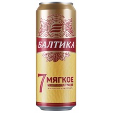 Пиво светлое БАЛТИКА №7 Мягкое фильтрованное, пастеризованное, 4,7%, ж/б, 0.45л
