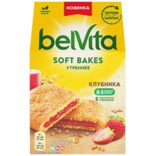 Печенье BELVITA Утреннее Soft Bakes c цельнозерновыми злаками с клубничной начинкой, 250г