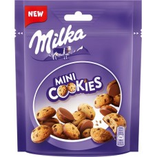 Купить Печенье MILKA Mini Cookies с кусочками шоколада частично покрытое молочным шоколадом, 100г в Ленте