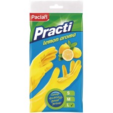 Купить Перчатки хозяйственные PACLAN Practi, с ароматом лимона, размер L, резиновые, желтые в Ленте