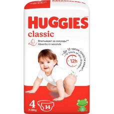 Подгузники детские HUGGIES Classic 4, 7–18кг, 14шт