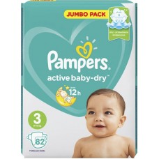 Подгузники детские PAMPERS Active Baby-Dry Midi 3, 6–10кг, 82шт