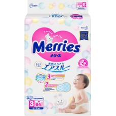 Купить Подгузники детские MERRIES М 6–11кг, 64шт в Ленте