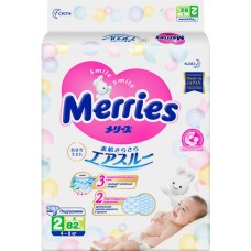 Подгузники детские MERRIES S 4–8кг, 82шт