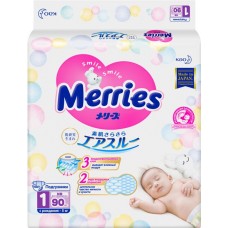 Подгузники детские MERRIES Newborn 1–5кг, 90шт