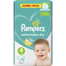 Подгузники детские PAMPERS Active Baby-Dry Maxi 4, 9–14кг, 70шт