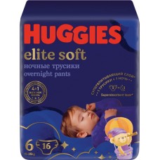 Подгузники-трусики детские HUGGIES Elite Soft 6 ночные 15–25кг, 16шт