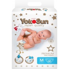 Подгузники YOKOSUN Premium M 5–10кг, 62шт