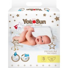 Подгузники YOKOSUN Premium S 3–6кг, 72шт