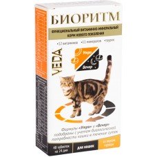 Корм функциональный витаминно-минеральный для кошек VEDA Биоритм со вкусом курицы в таблетках, 48шт