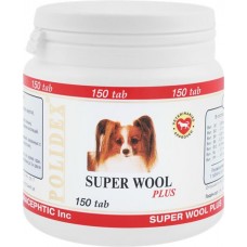 Витамины для собак ПОЛИДЕКС Super Wool Plus для улучшения состояния шерсти, кожи и профилактика дерматитов, в таблетках, 150шт