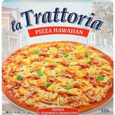Пицца LA TRATTORIA Гавайская с курицей и ананасами, 335г