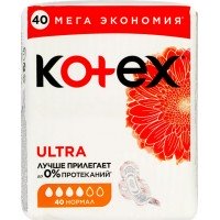 Прокладки KOTEX Ultra Normal Quadro сетчатые, 40шт