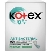Прокладки ежедневные KOTEX Antibacterial экстра тонкие, 40шт