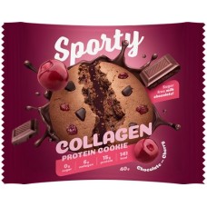 Печенье протеиновое SPORTY Protein Collagen Шоколад-вишня, 40г
