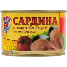 Сардина 5 МОРЕЙ в томатном соусе, 250г