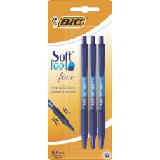 Купить Набор шариковых ручек BIC Soft Feel Fine 0,8мм синий Арт. 893221, 3шт в Ленте