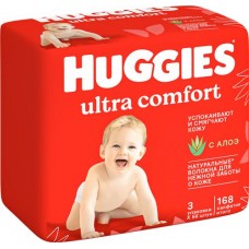 Купить Салфетки влажные детские HUGGIES Ultra Comfort с алоэ, 168шт в Ленте