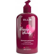Шампунь для волос OLLIN Beauty family с кератином и протеинами шелка, 500мл