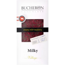 Шоколад молочный BUCHERON с кусочками малины, 100г