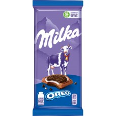Шоколад молочный MILKA Oreo с круглым печеньем и начинкой со вкусом ванили, 92г