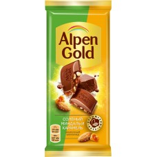 Шоколад молочный ALPEN GOLD с соленым миндалем и карамелью, 85г