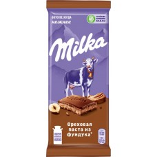 Купить Шоколад молочный MILKA с дробленым орехом, пастой из фундука и с дробленым фундуком, 85г в Ленте