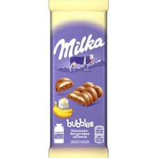 Шоколад молочный MILKA Bubbles пористый с бананово-йогуртовой начинкой, 92г