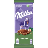Шоколад молочный MILKA с дробленым орехом, 85г