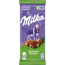 Купить Шоколад молочный MILKA с цельным фундуком, 85г в Ленте