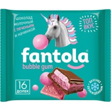 Шоколад молочный FANTOLA Bubble gum с печеньем, 66г
