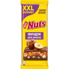 Шоколад молочный NUTS с фундуком и брауни, 180г
