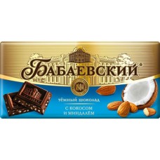 Купить Шоколад БАБАЕВСКИЙ Темный с миндалем и кокосом, 90г в Ленте
