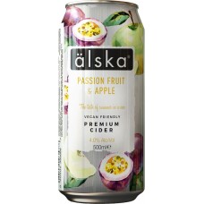 Сидр ALSKA фруктовый со вкусом яблока и маракуйи 4%, 0.5л