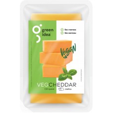 Продукт пищевой на основе крахмала GREEN IDEA со вкусом сыра Чеддар 24%, нарезка, 150г