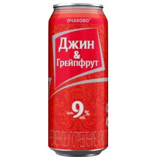 Напиток слабоалкогольный ОЧАКОВО Джин Грейпфрут газированный 9%, 0.45л
