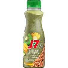 Продукт питьевой J7 Полезный Завтрак из яблок, бананов, ананасов, манго с ржаными хлопьями и киви, 300мл