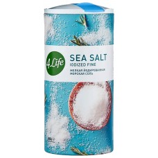 Соль морская 4 LIFE мелкая йодированная высший сорт помол №0, 500г