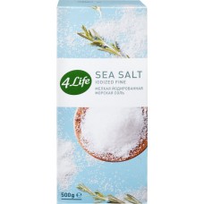 Купить Соль морская 4 LIFE мелкая йодированная высший сорт помол №0, 500г в Ленте