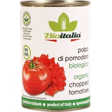 Томаты в томатном соке BIOITALIA Polpa di pomodoro, очищенные резаные, 400г